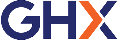 GHX logo with blue and orange lettering