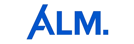 The text 'ALM.' in blue letters with a stylized 'A' and a period.