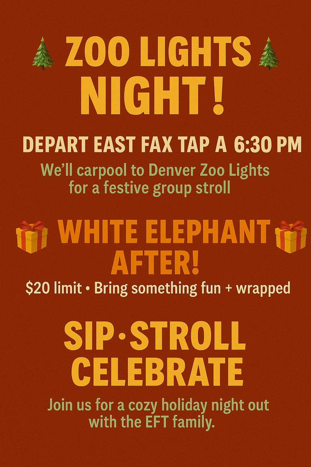 Denver Zoo Light stroll and White Elephant Exchange