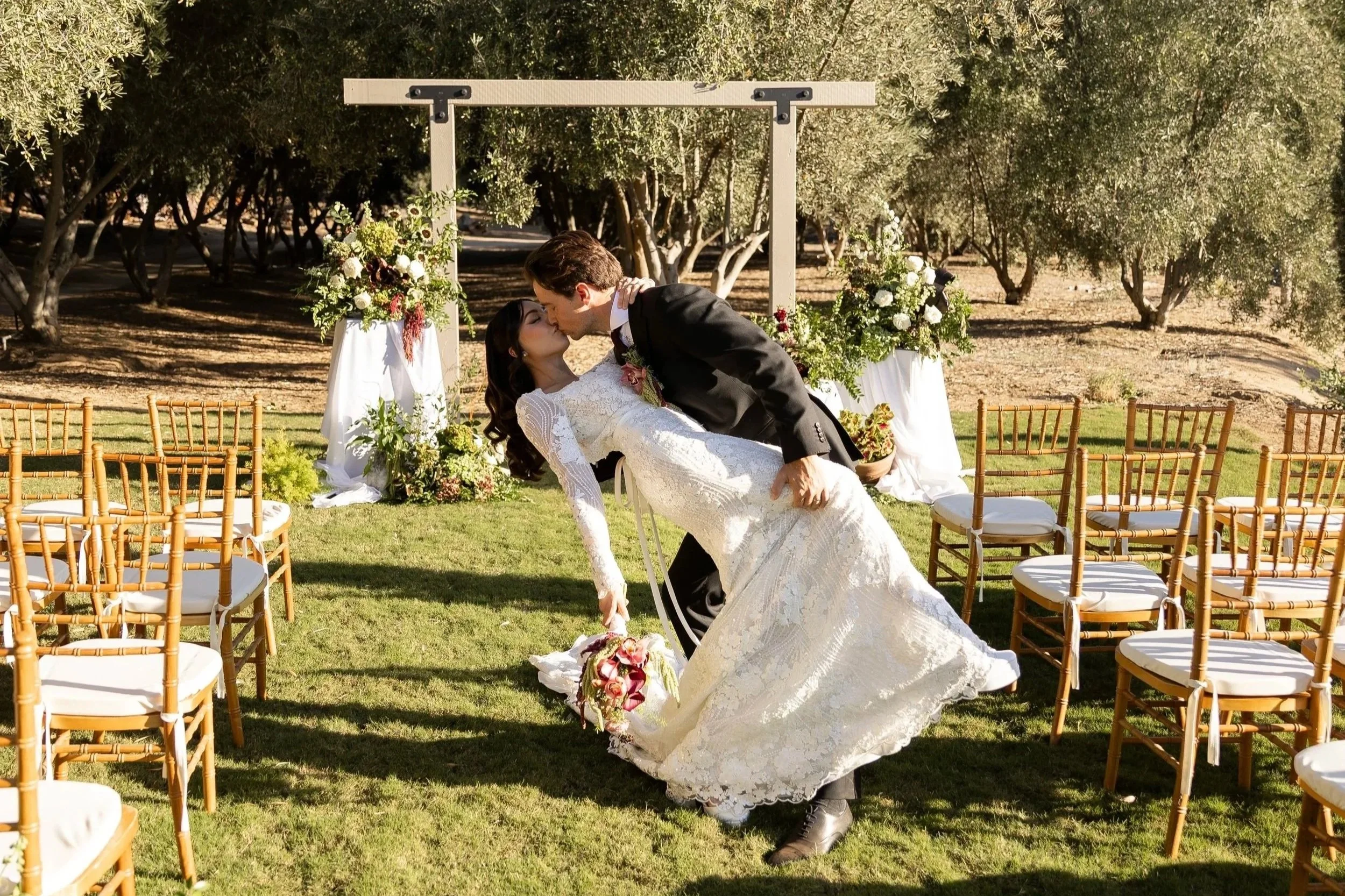 Newlyweds celebrating their wedding at Monarca Ranch ranch venue in Hemet CA