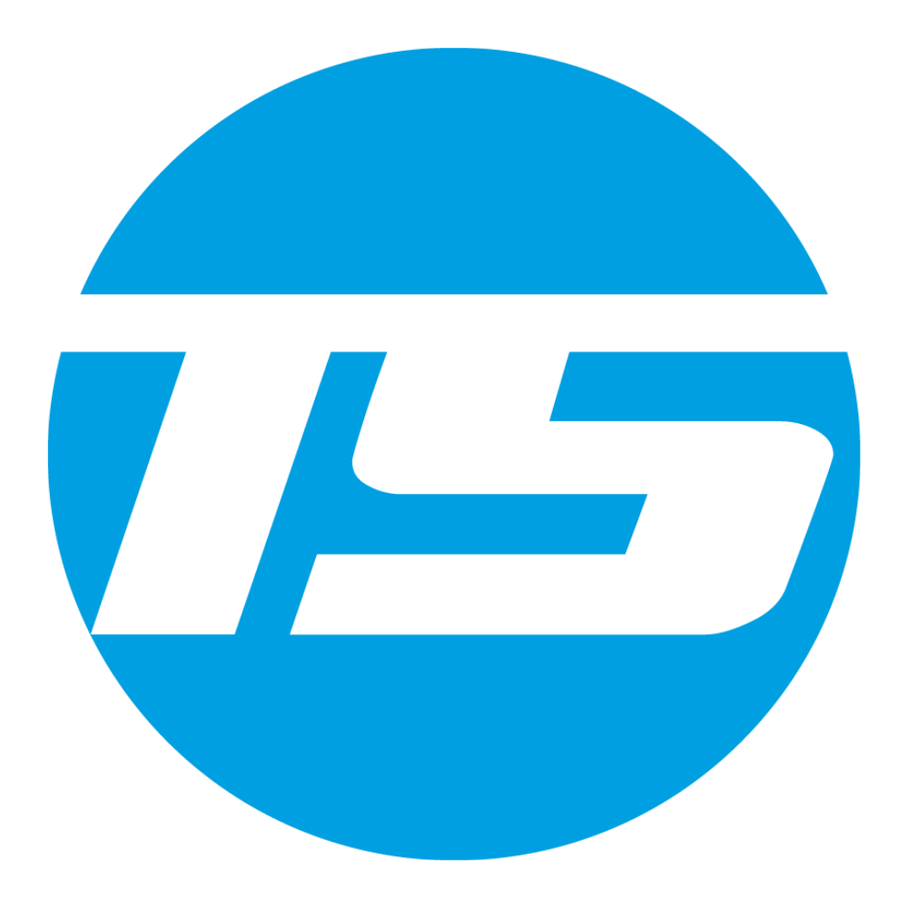 Blue circle with white and blue stylized text 'TDS' inside.
