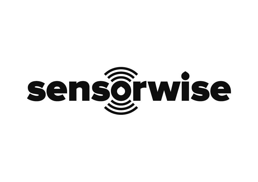 Sensorwise logo with a stylized satellite or antenna symbol above the text