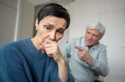 Woman concerned and a man telling her off for blog about does Alzheimers disease shorten your lifespan by Dr. Jessica Kanpe at HealthSpan Internal Medicine in Boulder CO.jpg
