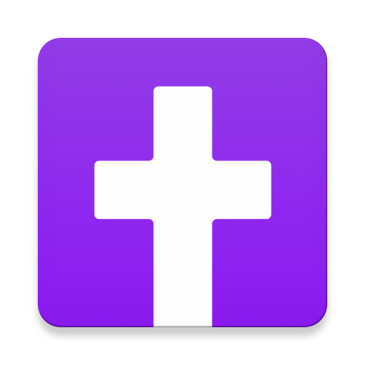 Icon with a white cross on a purple background.
