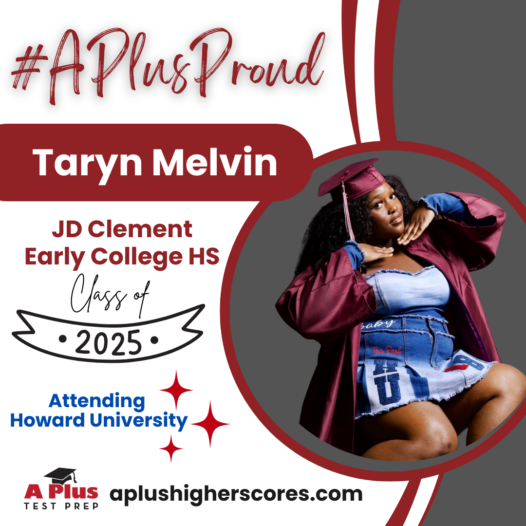 Graduation announcement poster featuring a young woman in a maroon cap and gown, sitting and posing with her hands near her face, with text indicating her name, school, and attending Howard University.