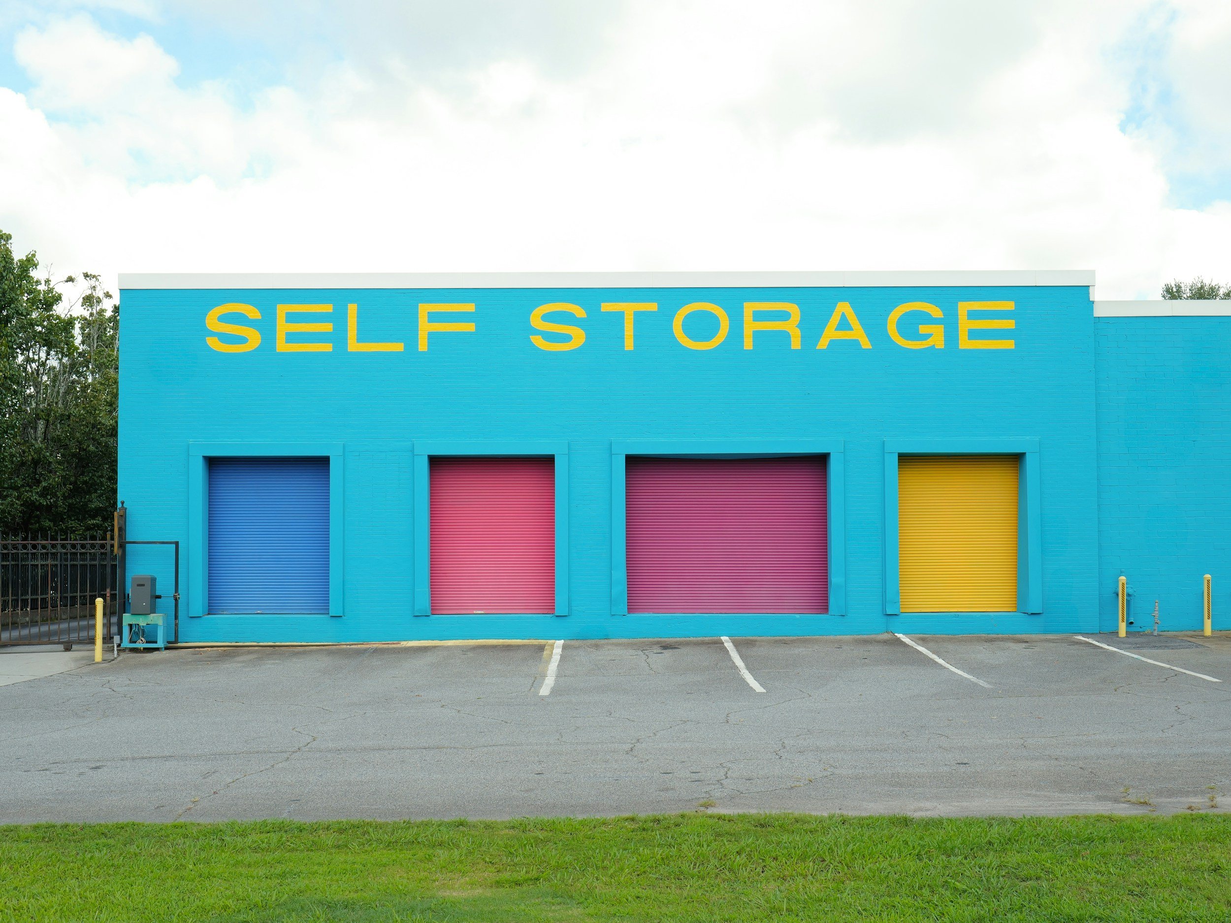 Colorful self storage unit.