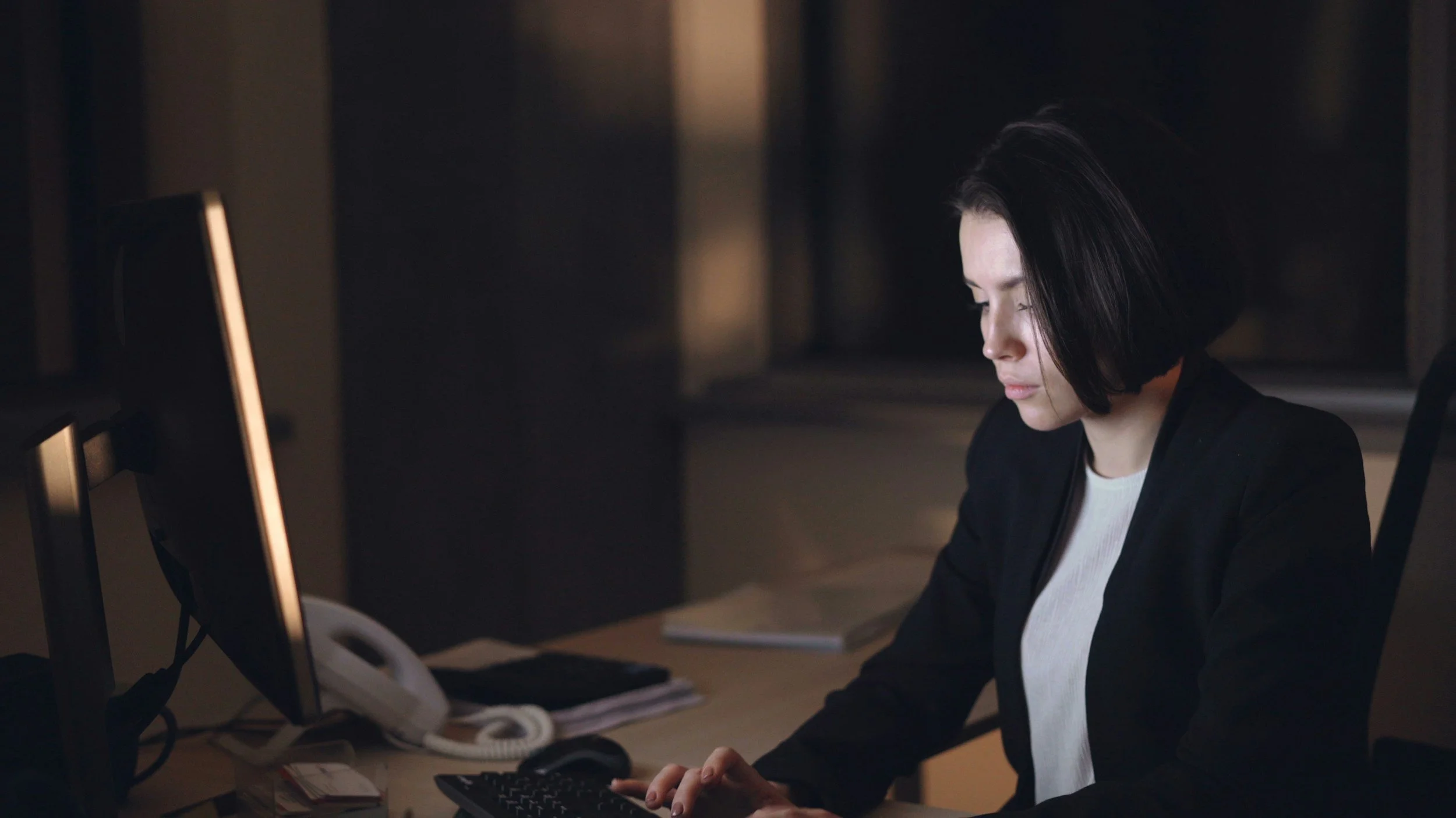 Lady working from a computer at an office