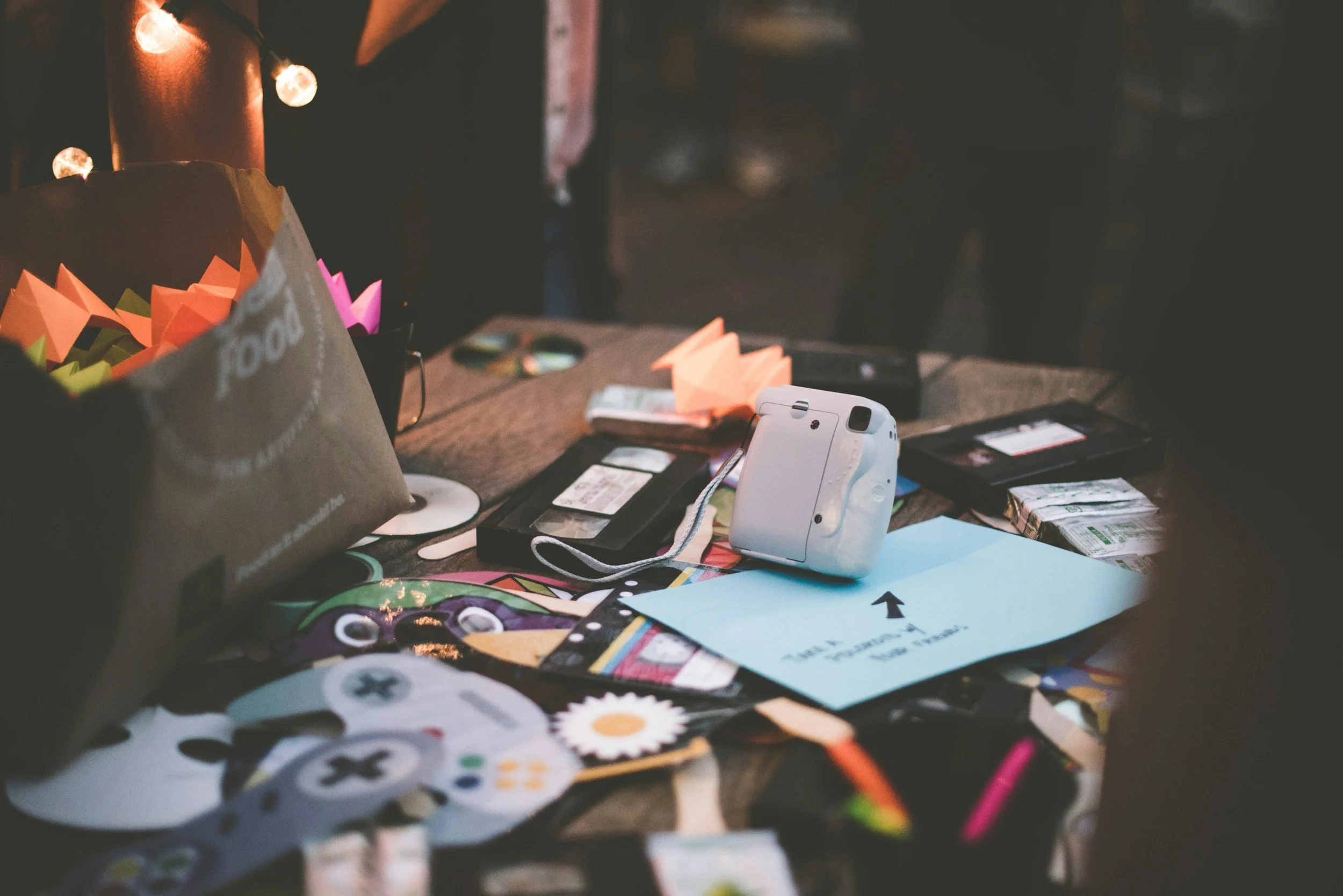 Cluttered counter with crafts