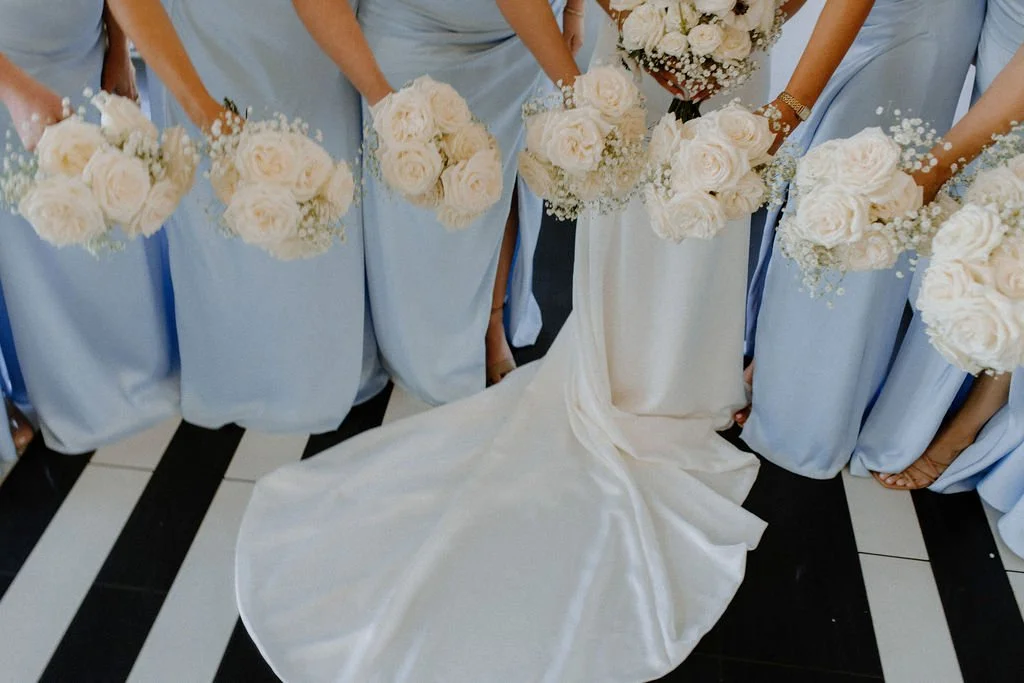 Bridesmaids and bride