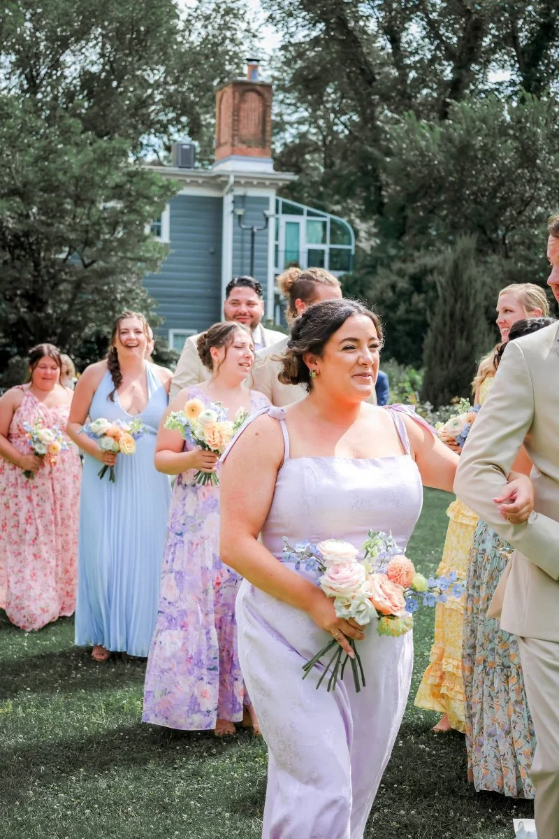 bridesmaids with their men