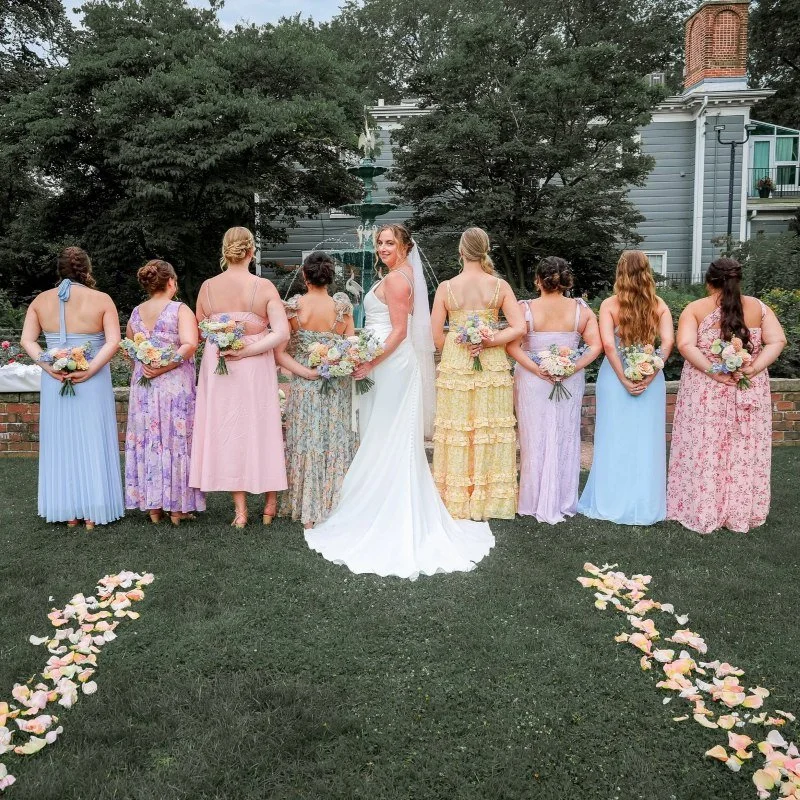 Bride posing with her friends