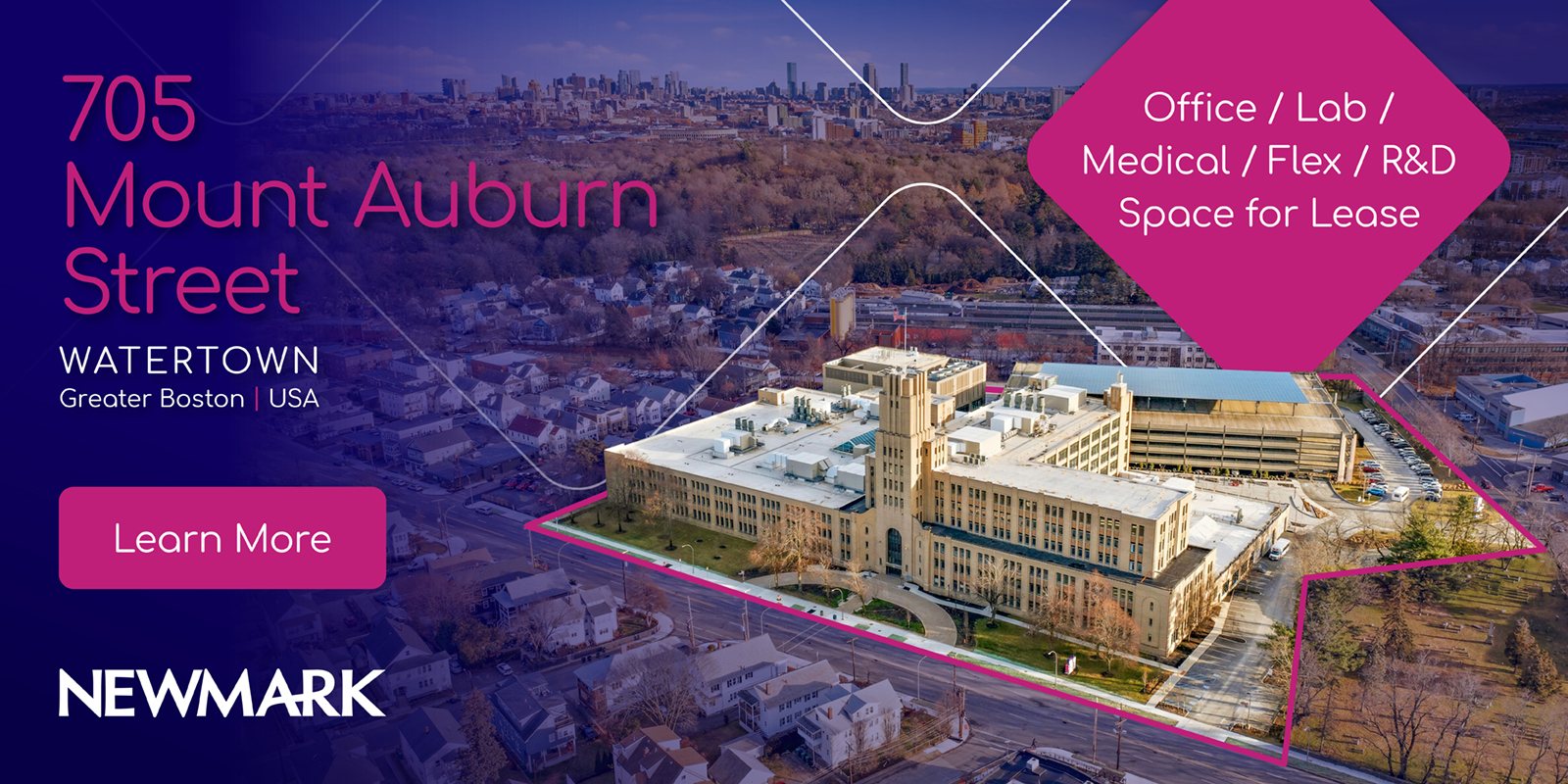 Advertisement for Available Office/Lab/Medical/Flex/R&D Space for Lease at 705 Mount Auburn Street in Watertown Massachusetts