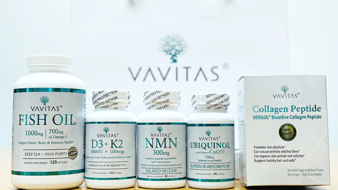 Vavitas, AbinoNutra, NMN, Ubiquinol, Collagen Peptide, Fish Oil, D3 + K2