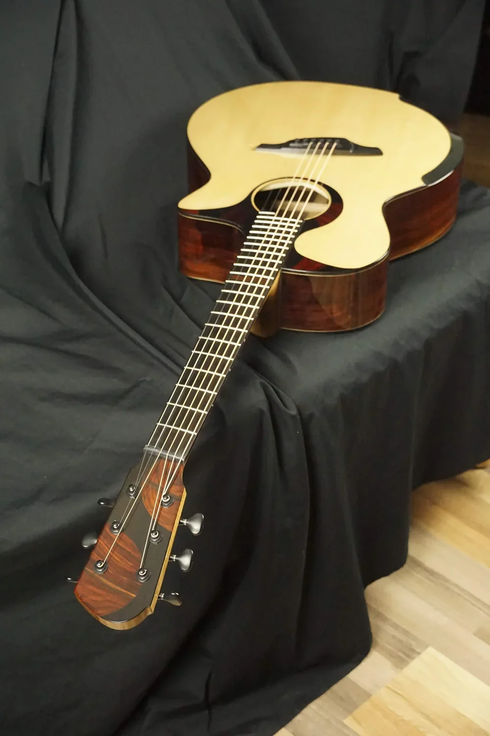 Cocobolo and Ebony guitar  headstock first.webp