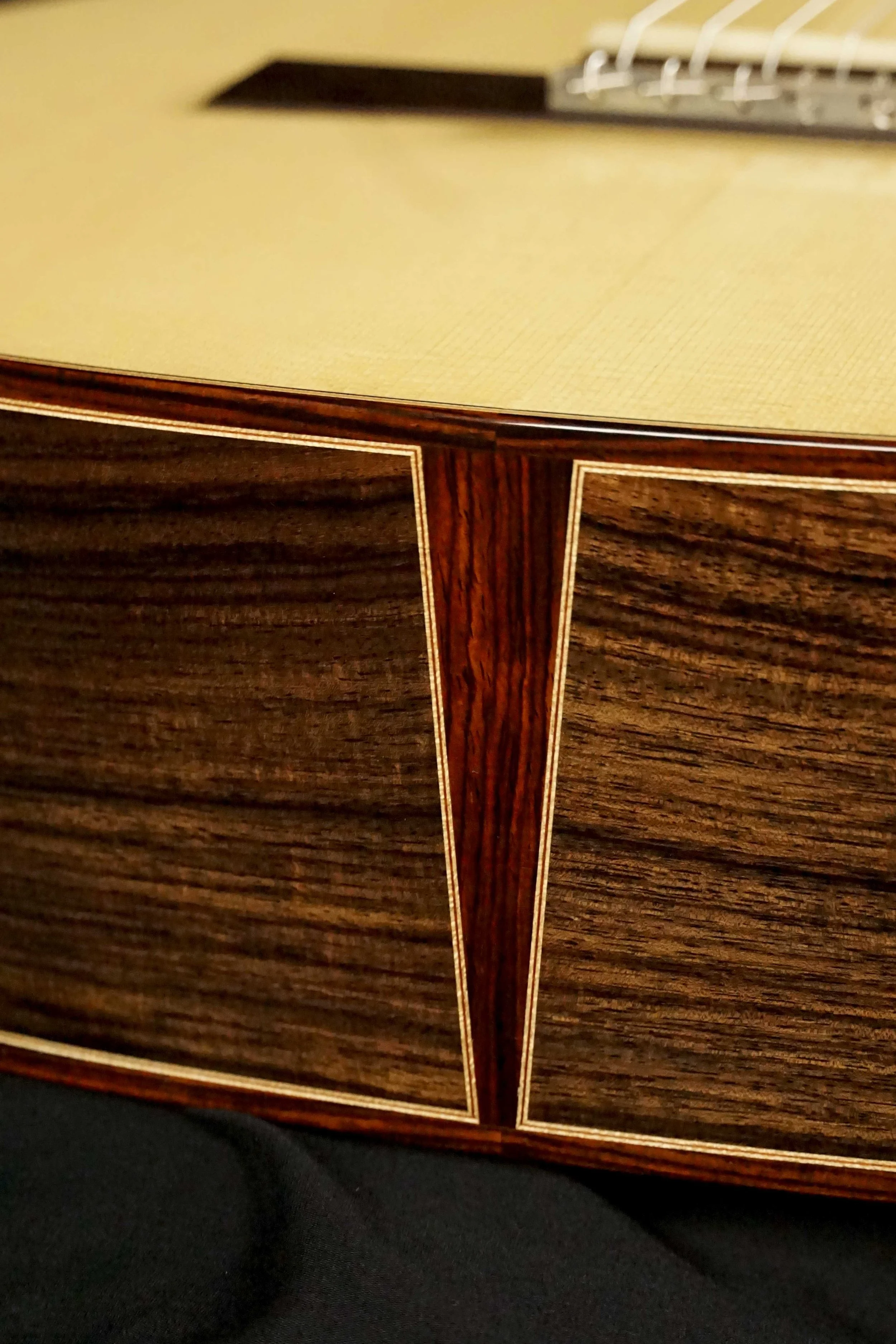 cocobolo binding and accents on bottom of guitar