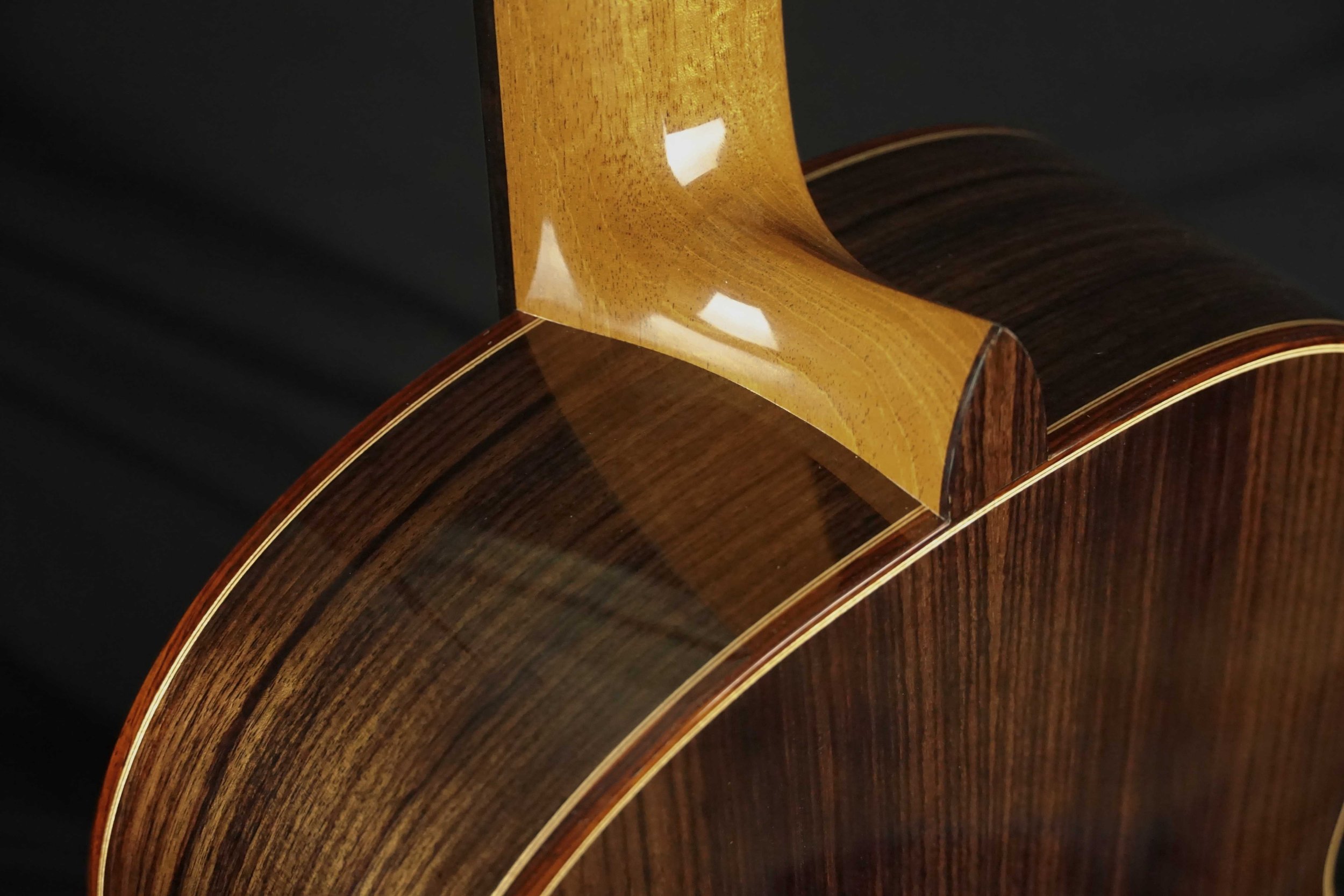 Classical guitar heel angle detail