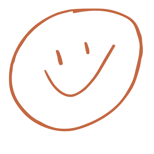 A simple, hand-drawn smiley face in red.