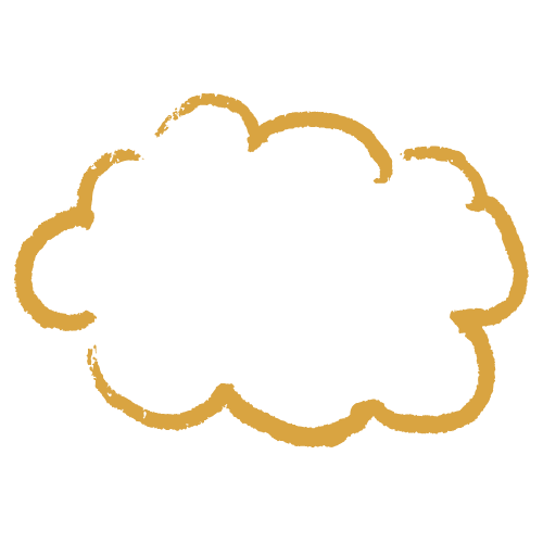 A gold doodle of a cloud.