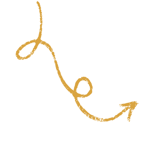 A stylized doodle of a gold looping arrow.