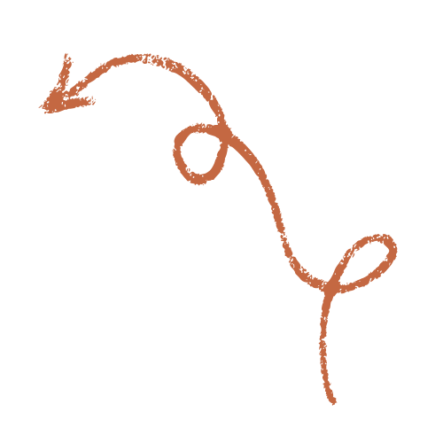 A stylized doodle of a red looping arrow.