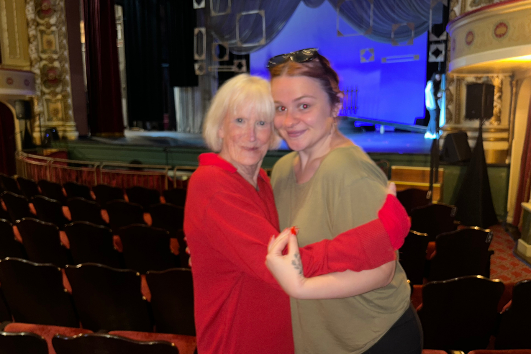 Apprentice Director Katie Mahn with Mentor Judy Greenhut in the house of the Historic Main Stage at Thalian Hall during the 2025 Apprentice Production of BYE BYE BIRDIE.