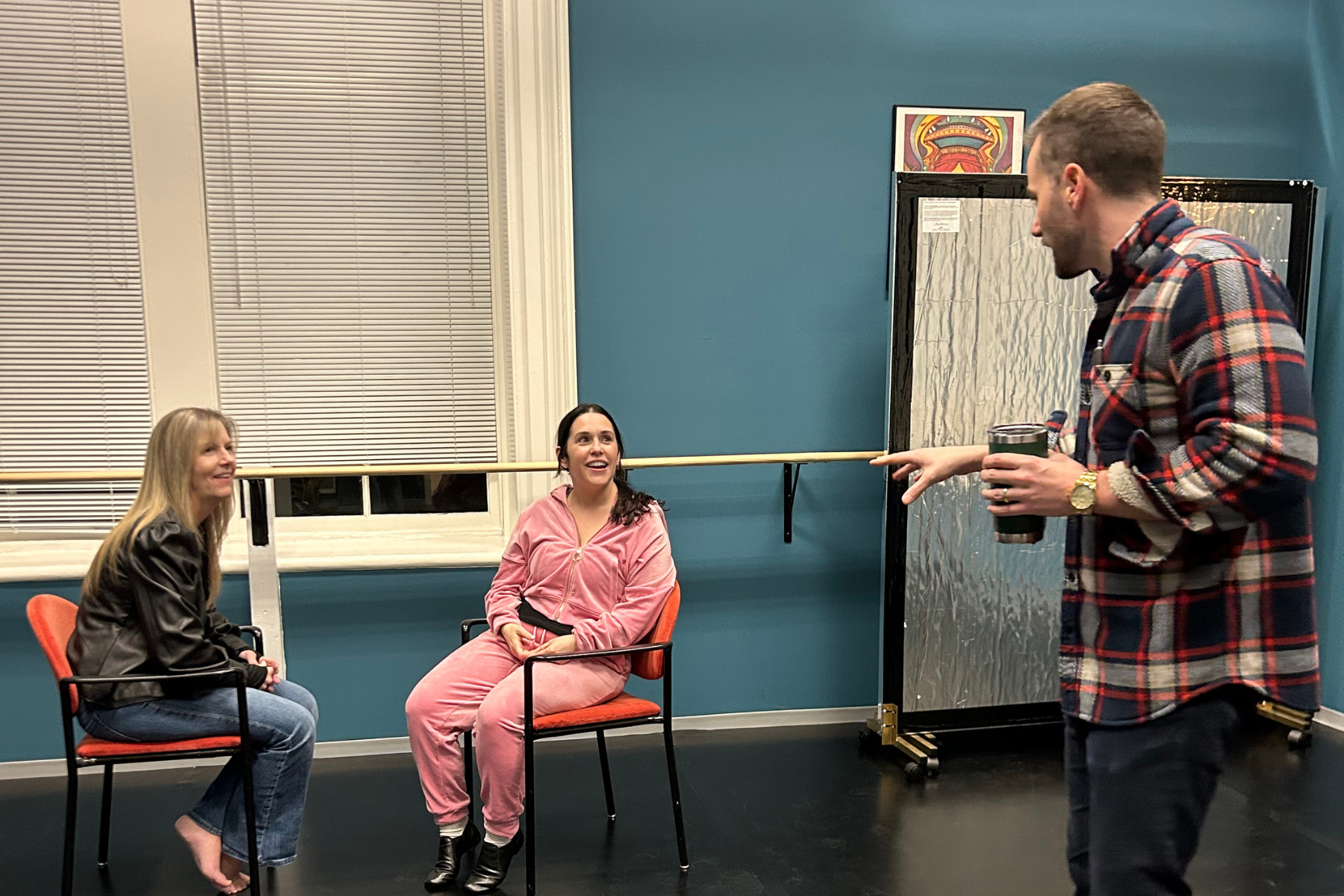 Teaching Artist and Head of Acting Jon Berry giving acting adjustments in MOMENT TO MOMENT in January 2026.