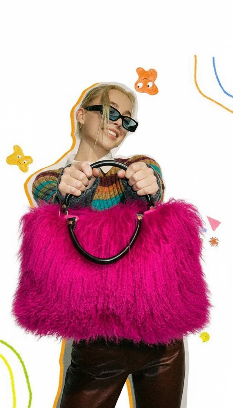 Raspberry Fuzzy Purse