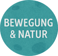 Planet mit dem Text „BEWEGUNG & NATUR“