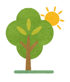 Illustration Sommer, symbolisiert durch einem Baum vor einer Sonne