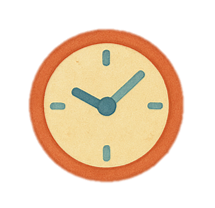 Icon Öffnungszeiten, symbolisiert durch runde Wanduhr