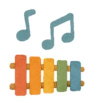 Icon Angebote, symbolisiert durch ein buntes Glockenspiel mit Noten