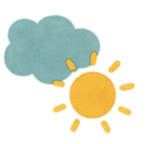 Icon Plätze und Alter, symbolisiert durch eine Wolke und eine Sonne für Sonnen- und Wolkengruppe