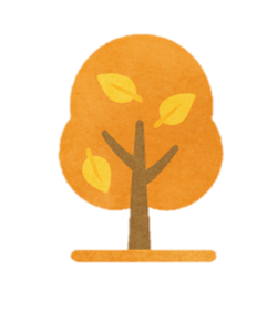 Illustration Herbst, symbolisiert durch einen Baum mit goldbraunen Blättern