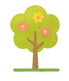 Illustrateion Frühling, symbolisiert durch einen Baum mit Blüten