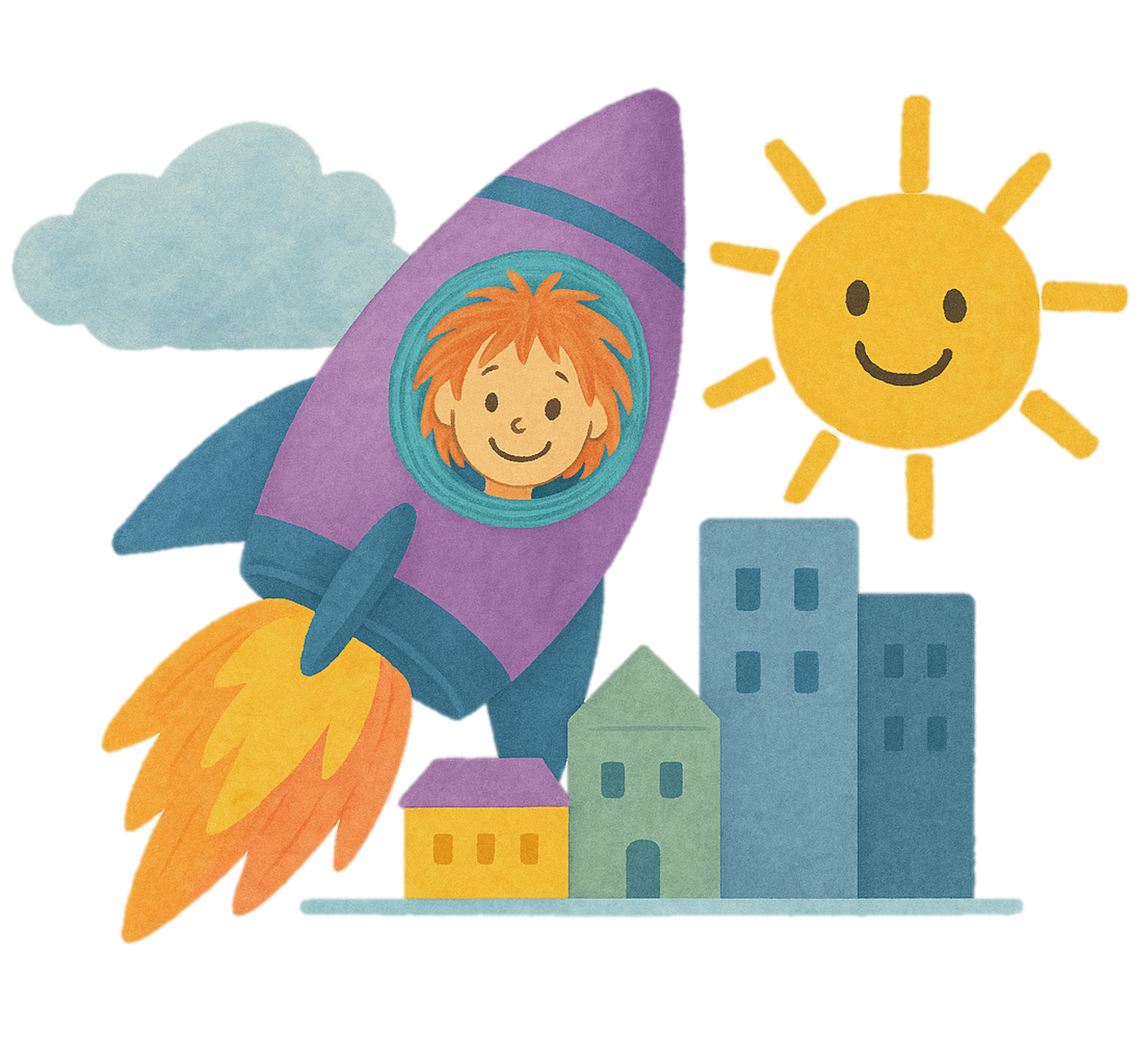 Icon Kultur Ausflüge, symbolisiert durch das Kitalogo der startenden Rakete über dem Kiez