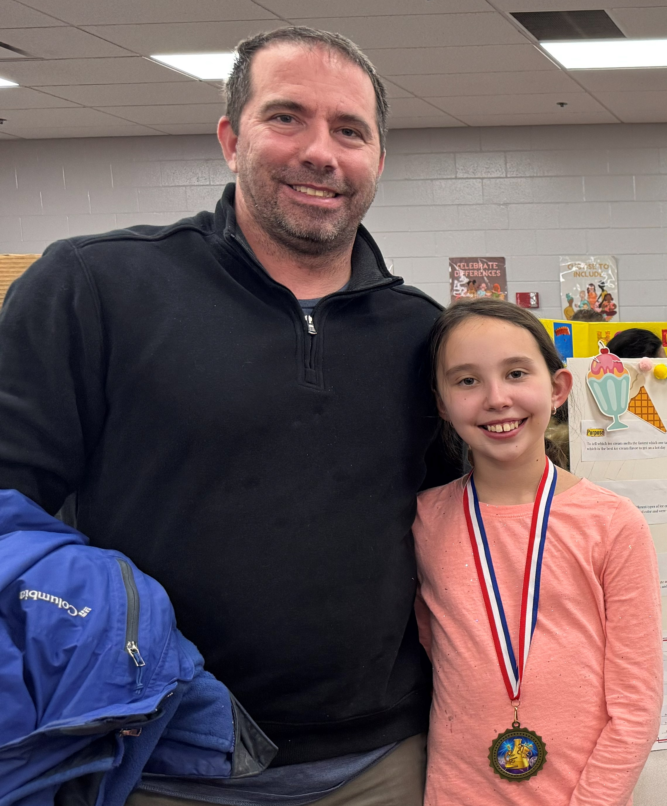 Danielle and Dan celebrating Danielle's science fair