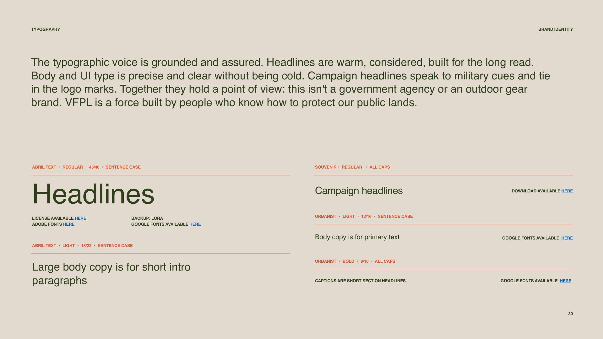 VFPL brand book: typography