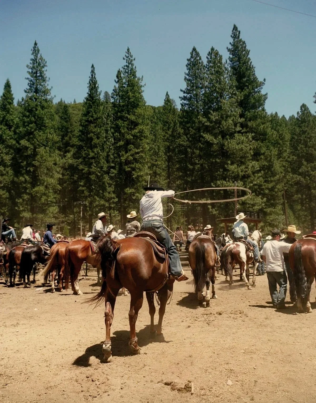 Cowboys at the Silver Buckle Rodeo in Indian Valley, California by western photographer Gabriela Hasbun.