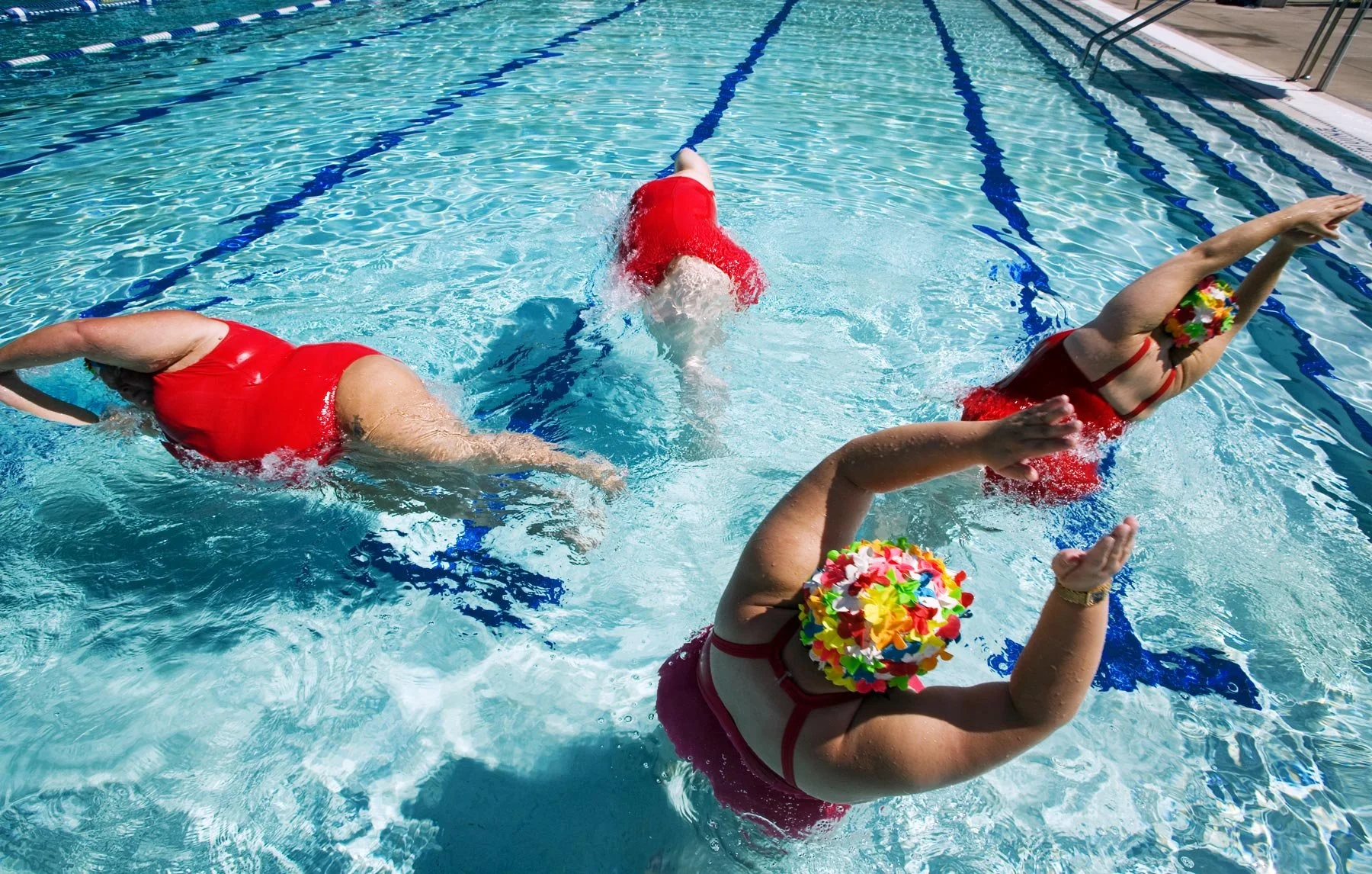 The Padded Lilies are a Bay Area group of fat women who perform synchronized swimming by Gabriela Hasbun.