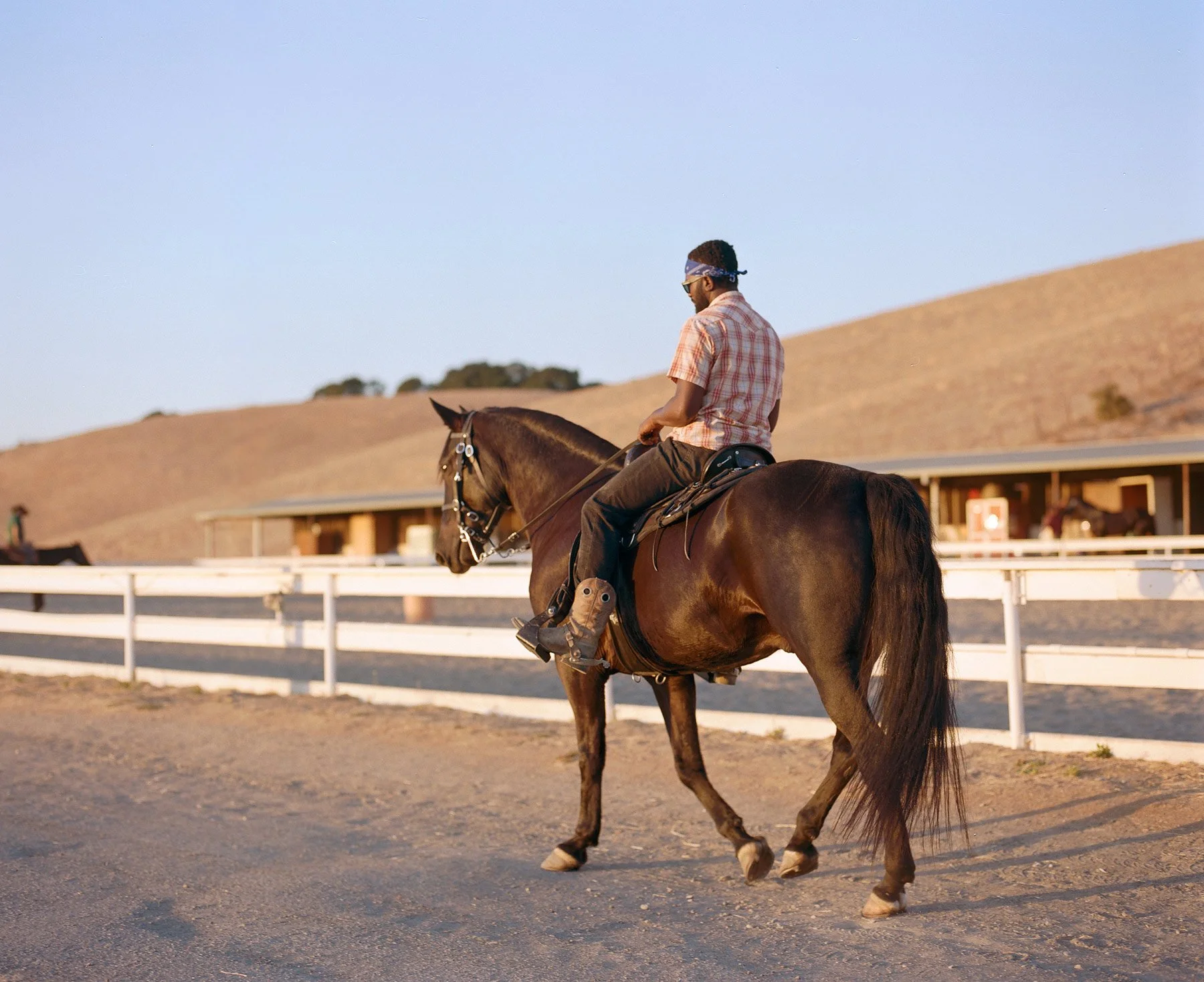 Cowboy Prince Damons rides his horse at the ranch in the East Bay  hills of the Bay Area