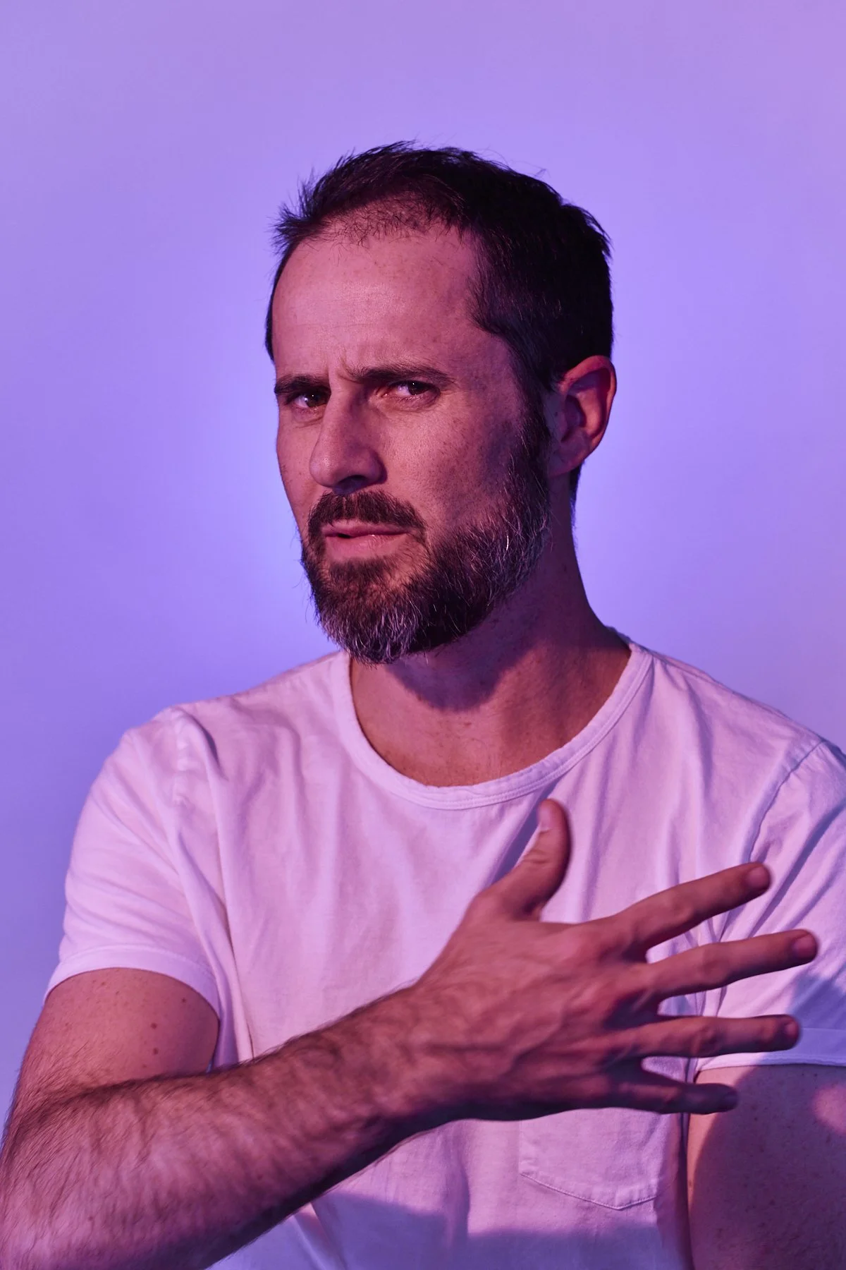 Portrait of Evan Williams in studio for The London Sunday Times by  Editorial and commercial Photographer Gabriela Hasbun.