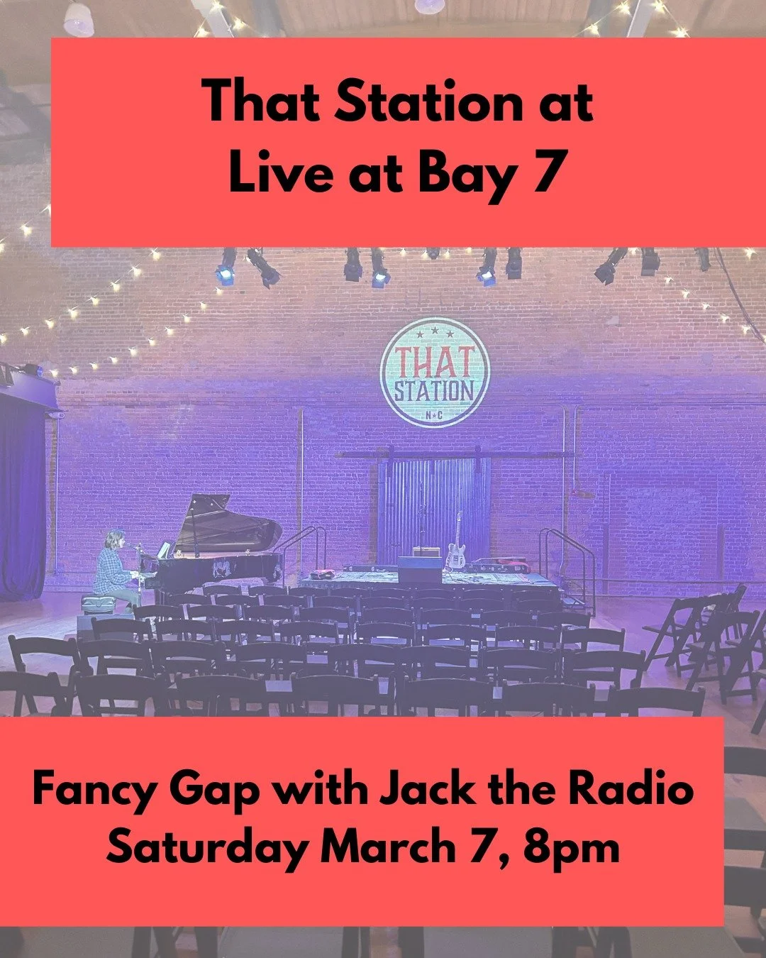 You have one last chance to see THAT STATION present at Live at Bay 7! This Saturday night join us for Fancy Gap with Jack the Radio

Saturday March 7
Doors at 7pm, Show at 8pm
$15 + fees

Link in bio to purchase tickets!