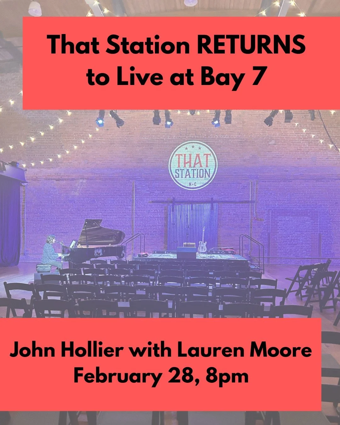 Missed the last THAT STATION show at Bay 7? You're in luck, because they're back this Saturday, February 28, with John Hollier and Lauren Moore.

Doors at 7pm, show at 8pm. Purchase your tickets at the link in bio!
$15 + fees