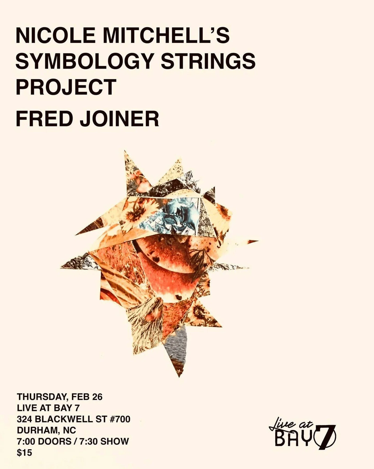 Tonight Bay 7 welcomes Nicole Mitchell's Symbology Strings Project, with Fred Joiner! Tickets in bio.

Thursday February 26, 7:30pm
$15 + fees

Nicole Mitchell Gantt is an award-winning creative flutist, composer, conceptualist, bandleader and educat