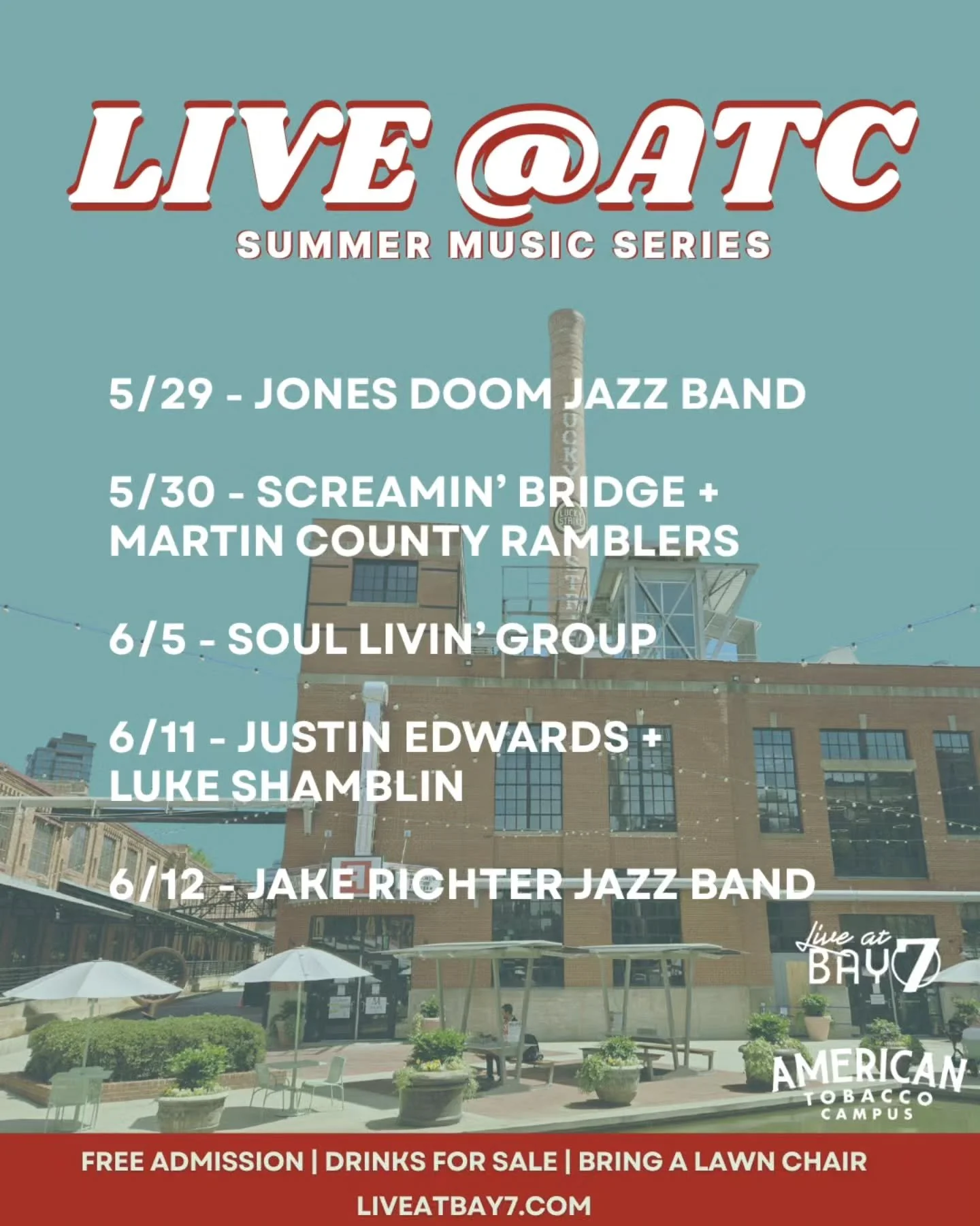 Live music @ ATC starts back up on May 29th with jazz from @jones_doom. More details: liveatbay7.com (link in bio)