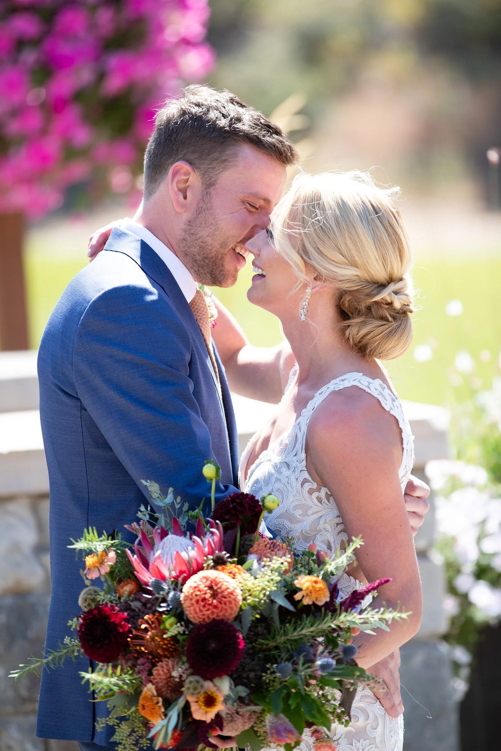 bride and groom smiling Zephyr Lodge Tahoe Northstar.jpg