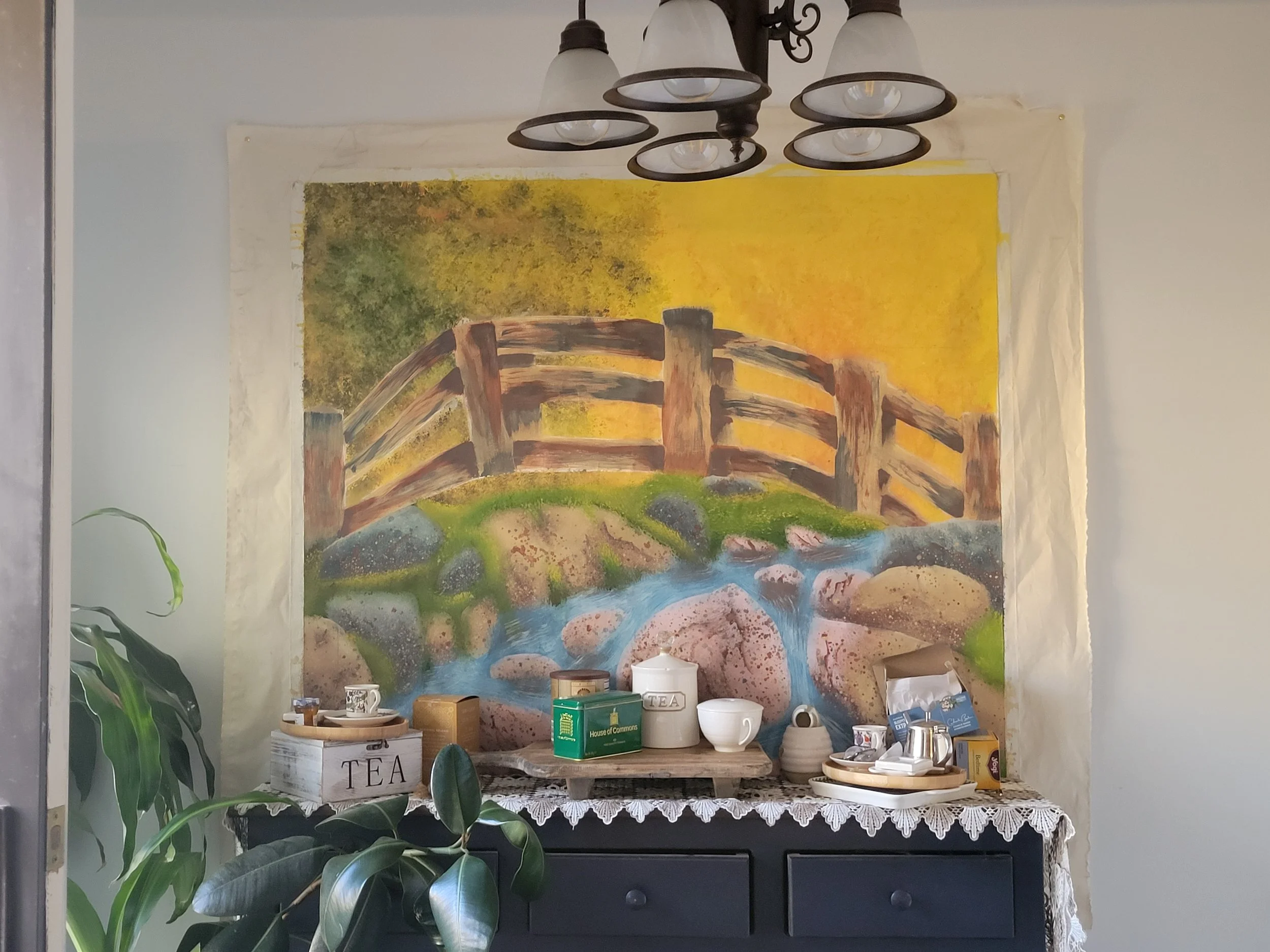 This is the final project for the course. I used a combination of all of the techniques I learned over the whole semester. Spatter, sponging, wet and dry blending, and mixing paints.