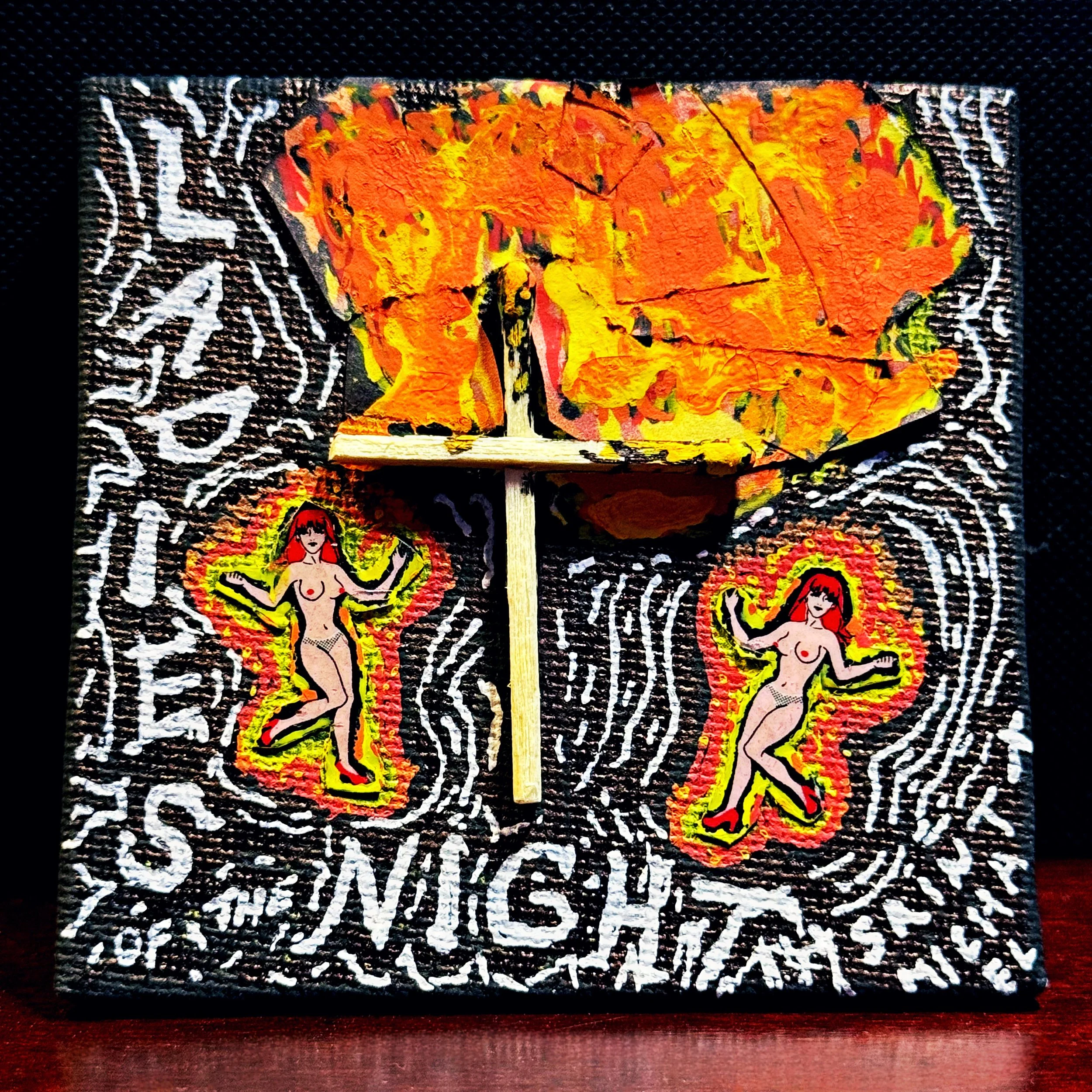 LADIES OF THE NIGHT 3" x 3" Canvas by ST. Michael ~ 1 of 1