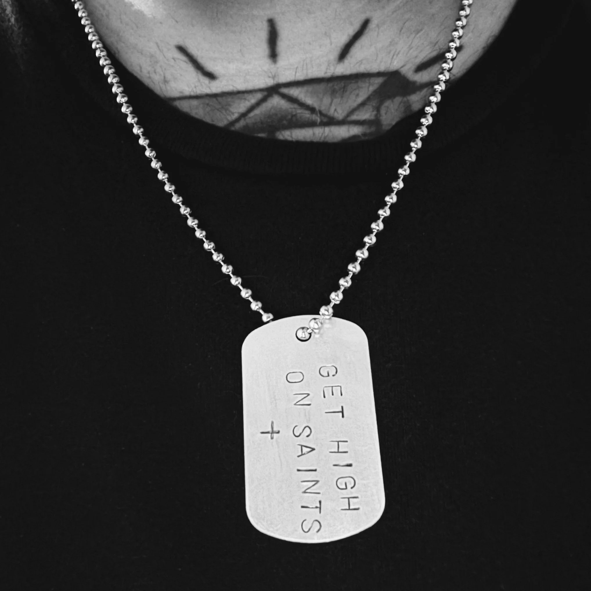 GET HIGH ON SAINTS LIMITED Hand Stamped Dog Tag Chain