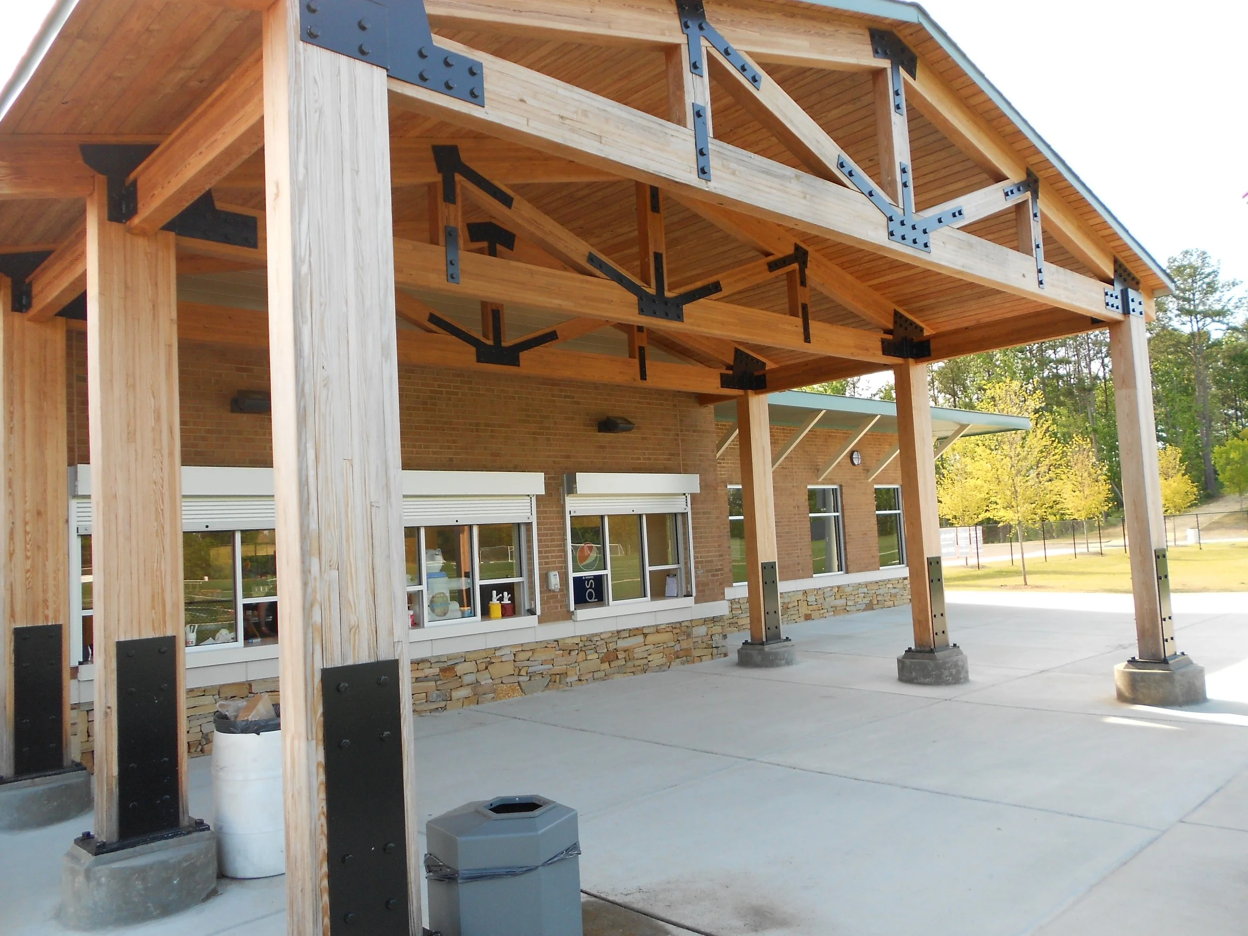 View of the concessions and pavilion at the Vestavia Sports Park project by B Group Architecture, Inc.